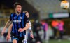 Brugge's Brandon Mechele chases the ball during the Europa League round of 32 second leg soccer match between Club Brugge and Dynamo Kyiv at the Bosuil stadium in Bruges, Belgium, Thursday, Feb. 25, 2021. (AP Photo/Olivier Matthys)