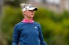 Jessica Korda stands at the first tee box during the third round of the LPGA's Hugel-Air Premia LA Open golf tournament at Wilshire Country Club Friday, April 23, 2021, in Los Angeles. (AP Photo/Ashley Landis)