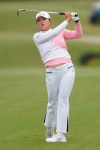 Jin Young Ko hits from the first fairway during the final round of the LPGA's Hugel-Air Premia LA Open golf tournament at Wilshire Country Club Saturday, April 24, 2021, in Los Angeles. (AP Photo/Ashley Landis)