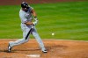 Chicago White Sox's Jose Abreu (79) hits a grand slam during the third inning of an MLB baseball game against the Los Angeles Angels Friday, April 2, 2021, in Anaheim, Calif. Yermin Mercedes, Tim Anderson, and Luis Robert also scored. (AP Photo/Ashley Landis)