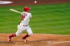 Los Angeles Angels' David Fletcher (22) singles during the third inning of a baseball game against the Chicago White Sox Saturday, April 3, 2021, in Anaheim, Calif. (AP Photo/Ashley Landis)
