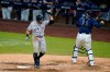 New York Yankees' Brett Gardner reacts after striking out during the seventh inning in Game 5 of the baseball team's AL Division Series against the Tampa Bay Rays, Friday, Oct. 9, 2020, in San Diego. (AP Photo/Gregory Bull)