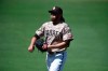San Diego Padres starting pitcher Dinelson Lamet walks off the field during the first inning of a baseball game against the Seattle Mariners Sunday, Sept. 20, 2020, in San Diego. (AP Photo/Denis Poroy)
