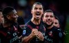 Milan's Zlatan Ibrahimovic celebrates with teammates after scoring his side's second goal during an Italian Serie A soccer match between Cagliari and Milan in Cagliari, Saturday, Jan. 11, 2020. (Spada(/LaPresse via AP)