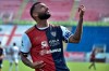 Cagliari's Joao Pedro celebrates after scoring during a Serie A soccer match between Cagliari and Crotone, in Cagliari, Italy, Sunday, Oct. 25, 2020. Cagliari won 4-2. (Alessandro Tocco/LaPresse via AP)