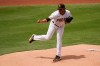San Diego Padres starting pitcher Dinelson Lamet works against a Milwaukee Brewers batter during the first inning of a baseball game Wednesday, April 21, 2021, in San Diego. (AP Photo/Gregory Bull)