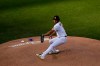 San Diego Padres starting pitcher Yu Darvish works against a Los Angeles Dodgers batter during the first inning of a baseball game Saturday, April 17, 2021, in San Diego. (AP Photo/Gregory Bull)
