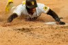 San Diego Padres' Trent Grisham scores off a single by Manny Machado during the fifth inning of a baseball game against the Houston Astros, Friday, Aug. 21, 2020, in San Diego. (AP Photo/Gregory Bull)