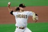 San Diego Padres starting pitcher Chris Paddack works against a Los Angeles Dodgers batter during the fourth inning of a baseball game Monday, Aug. 3, 2020, in San Diego. (AP Photo/Gregory Bull)