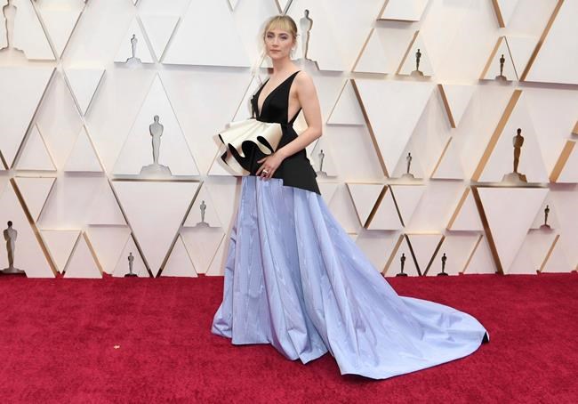 Saoirse Ronan arrives at the Oscars on Sunday, Feb. 9, 2020, at the Dolby Theatre in Los Angeles. (Photo by Richard Shotwell/Invision/AP)