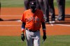 Houston Astros manager Dusty Baker Jr. walks to the dugout before Game 2 of a baseball American League Division Series between the Oakland Athletics and the Astros in Los Angeles, Tuesday, Oct. 6, 2020. (AP Photo/Ashley Landis)