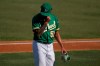 Oakland Athletics pitcher Sean Manaea walks to the dugout after being relieved during the fifth inning of Game 2 of a baseball American League Division Series against the Houston Astros in Los Angeles, Tuesday, Oct. 6, 2020. (AP Photo/Marcio Jose Sanchez)