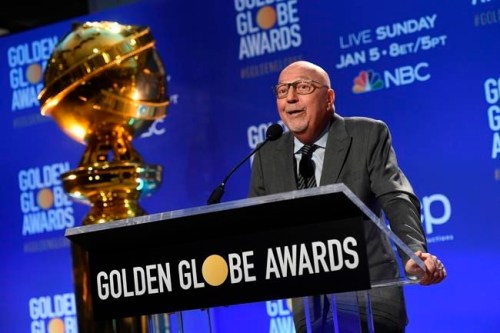 HFPA President Lorenzo Soria speaks at the nominations for the 77th annual Golden Globe Awards at the Beverly Hilton Hotel on Monday, Dec. 9, 2019, in Beverly Hills, Calif. The 77th annual Golden Globe Awards will be held on Sunday, Jan. 5, 2020. (AP Photo/Chris Pizzello)