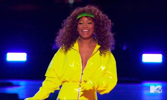 In this video grab issued Sunday, Aug. 30, 2020, by MTV, Keke Palmer performs