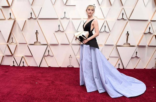 Saoirse Ronan arrives at the Oscars on Sunday, Feb. 9, 2020, at the Dolby Theatre in Los Angeles. (Photo by Jordan Strauss/Invision/AP)