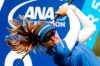 Brooke M. Henderson watches her tee shot on the ninth hole during the final round of the LPGA's ANA Inspiration golf tournament at Mission Hills Country Club in Rancho Mirage, Calif., Sunday, Sept. 13, 2020. (AP Photo/Ringo H.W. Chiu)