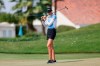 Nelly Korda reacts after missing her shot on the 17th hole during the final round to win the on the first hole during the final round of the LPGA's ANA Inspiration golf tournament at Mission Hills Country Club in Rancho Mirage, Calif., Sunday, Sept. 13, 2020. (AP Photo/Ringo H.W. Chiu)