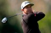 Adam Scott, of Australia, tees off on the 17th hole during the second round of the Genesis Invitational golf tournament at Riviera Country Club, Friday, Feb. 14, 2020, in the Pacific Palisades area of Los Angeles. (AP Photo/Ryan Kang)