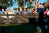 Jon Rahm tees off on the 10th hole in front of cardboard cutout fans during the first round of the Genesis Invitational golf tournament at Riviera Country Club, Thursday, Feb. 18, 2021, in the Pacific Palisades area of Los Angeles. (AP Photo/Ryan Kang)