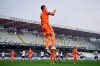 Juventus' Cristiano Ronaldo celebrates after scoring his side's fourth goal, during the Serie A soccer match between Spezia and Juventus, at the Dino Manuzzi Stadium in Cesena, Italy, Sunday, Nov. 1, 2020. (Massimo Paolone/LaPresse via AP)