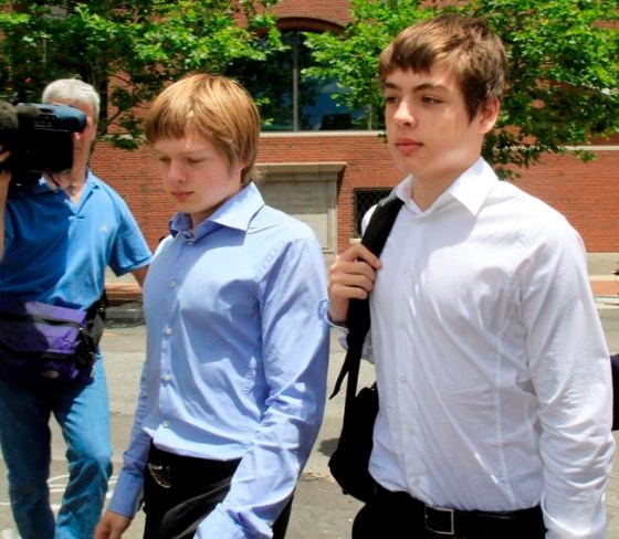 In this July 1, 2010 file photo, Alexander Vavilov, right, and his older brother brother Timothy leave a federal court after a bail hearing for their parents Donald Heathfield and Tracey Ann Foley, in Boston, Massachusetts. The Supreme Court of Canada has decided the Toronto-born sons of Russian spies are actually Canadian citizens. The high court decision today upholds a Federal Court of Appeal ruling that effectively affirmed the citizenship of Alexander and Timothy Vavilov.THE CANADIAN PRESS/AP/Elise Amendola