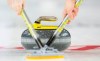 Members of team P.E.I. sweep their rock during the 9th draw against team Quebec at the Brier in Brandon, Man. Tuesday, March 5, 2019. The men's curling world championship in Glasgow, Scotland, was cancelled this morning. THE CANADIAN PRESS/Jonathan Hayward