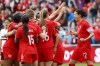 Team Canada captain Christine Sinclair (12) celebrates a goal by midfielder Jessie Fleming (17) during the first half of a women's international soccer friendly against Mexico at BMO field in Toronto, Saturday, May 18, 2019. Captain Christine Sinclair, who needs just one goal to tie Abby Wambach's world record of 184, and eighth-ranked Canada go through their final practice Tuesday in advance of Wednesday's opener against No. 127 St. Kitts and Nevis at the CONCACAF Women's Olympic Qualifying Championship in south Texas. THE CANADIAN PRESS/Cole Burston