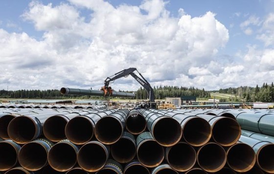 Pipe for the Trans Mountain pipeline is unloaded in Edson, Alta., Tuesday, June 18, 2019. The Trans Mountain pipeline expansion has cleared another legal hurdle.The Supreme Court of Canada has dismissed five leaves to appeal mounted by environment and Indigenous groups, all of which wanted the court to hear arguments about whether cabinet's decision to approve the pipeline violated the Species at Risk Act due to fears the project would harm the highly endangered southern resident killer whales. THE CANADIAN PRESS/Jason Franson