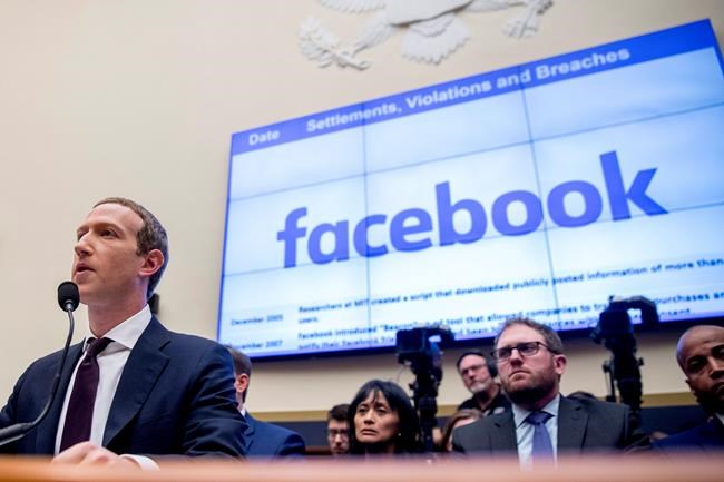 Facebook CEO Mark Zuckerberg testifying before a House Financial Services Committee hearing on Capitol Hill in Washington on Oct. 23, 2019. Facebook says it is stepping up efforts to stop misinformation from spreading about COVID-19. The social media giant says a news feed pop-up now directs visitors to the Public Health Agency of Canada website and also appears as the first result for people who search for coronavirus. THE CANADIAN PRESS/AP, Andrew Harnik
