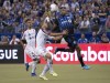 Montreal Impact forward Romell Quito, right, heads the ball away from Deportivo Saprissa defender Jean Carlo Aguero, centre, during second half CONCACAF Champions League action in Montreal, Wednesday, Feb. 26, 2020. Playing until the final whistle is something the Montreal Impact have had trouble doing this season. Perhaps they could could learn from their latest opponents, C.D. Olimpia of Honduras. THE CANADIAN PRESS/Paul Chiasson