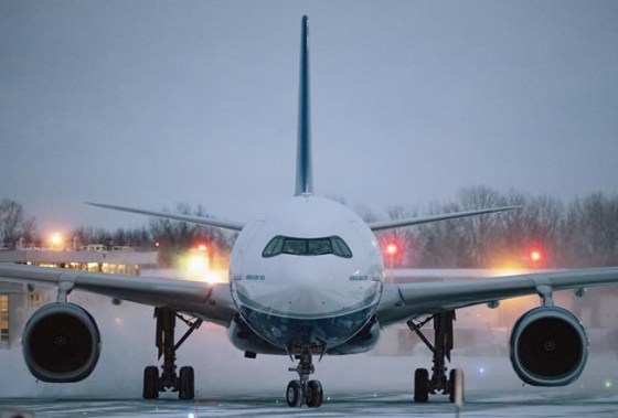 A plane carrying 176 Canadian citizens from the centre of the global novel coronavirus outbreak in Wuhan, China, arrives at CFB Trenton, in Trenton, Ont., on Friday, Feb. 7, 2020. Hundreds of Canadians and their family members are to be released from quarantine today after two weeks in isolation at an Ontario Canadian Forces base. THE CANADIAN PRESS/Justin Tang