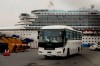 A bus leaves a port where the quarantined Diamond Princess cruise ship is docked Saturday, Feb. 15, 2020, in Yokohama, near Tokyo. The federal government says it will evacuate Canadians quarantined aboard a cruise ship docked in Japan. THE CANADIAN PRESS/AP-Jae C. Hong