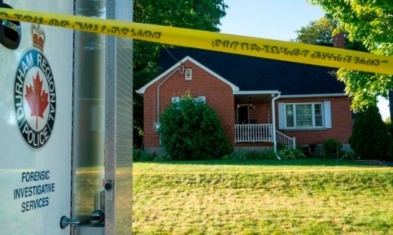 A Durham Police forensics truck sits in front of a home on Parklane Avenue in Oshawa, Ont. on Friday, September 4, 2020. Mourners will gather in Oshawa, Ont., today to remember the four members of the Traynor family who were killed in a shooting earlier this month. THE CANADIAN PRESS/Frank Gunn