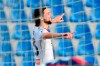 Genoa's Mattia Destro celebrates after scoring his side's third goal during the Italian Serie A soccer match between Crotone and Genoa, at the Ezio Scida stadium in Crotone, Italy, Sunday, Jan. 31, 2021. (Francesco Mazzitello/LaPresse via AP)