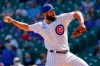 Chicago Cubs starting pitcher Jake Arrieta throws against the Pittsburgh Pirates during the first inning of a baseball game in Chicago, Saturday, April 3, 2021. (AP Photo/Nam Y. Huh)