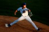 Chicago Cubs starting pitcher Yu Darvish delivers during the third inning of a baseball game against the Milwaukee Brewers, Thursday, Aug. 13, 2020, in Chicago. (AP Photo/Jeff Haynes)