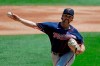 Minnesota Twins starting pitcher Randy Dobnak throws the ball against the Chicago White Sox during the first inning of a baseball game in Chicago, Saturday, July 25, 2020. (AP Photo/Nam Y. Huh)
