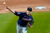 Minnesota Twins starting pitcher Jake Odorizzi delivers during the first inning of the team's baseball game against the Chicago White Sox on Wednesday, Sept. 16, 2020, in Chicago. (AP Photo/Charles Rex Arbogast)