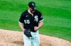 Chicago White Sox starting pitcher Carlos Rodon (55) pumps his fist after striking out Cleveland Indians' Yu Chang (2) to end the sixth inning of a baseball game, Wednesday, April, 14, 2021, in Chicago. (AP Photo/David Banks)