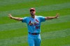 St. Louis Cardinals starting pitcher Adam Wainwright stretches in right field before a baseball game against the Chicago White Sox Saturday, Aug. 15, 2020, in Chicago. (AP Photo/Charles Rex Arbogast)
