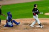 Chicago White Sox's Yasmani Grandal, right, watches his winning solo home run against the Kansas City Royals during the ninth inning of a baseball game in Chicago, Friday, Aug. 28, 2020. (AP Photo/Nam Y. Huh)