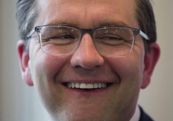 CPFederal Conservative leadership candidate Pierre Poilievre laughs at an event in Vancouver earlier this month. (Darryl Dyck / The Canadian Press files)