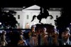 A line of DC National Guard members stand in Lafayette Park as demonstrators gather to protest the death of George Floyd, Tuesday, June 2, 2020, near the White House in Washington. Floyd died after being restrained by Minneapolis police officers. (AP Photo/Alex Brandon)