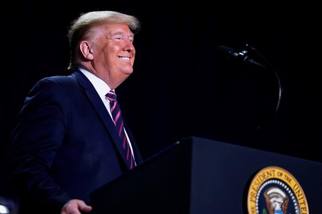 President Donald Trump speaks at the 68th annual National Prayer Breakfast, at the Washington Hilton, Thursday, Feb. 6, 2020, in Washington. (AP Photo/ Evan Vucci)
