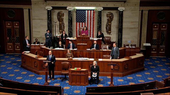 House Intelligence Committee Chairman Adam Schiff, D-Calif., speaks as the House of Representatives debates the articles of impeachment against President Donald Trump at the Capitol in Washington, Wednesday, Dec. 18, 2019. (House Television via AP)