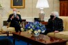 President Joe Biden, accompanied by Vice President Kamala Harris and Treasury Secretary Janet Yellen, meets with business leaders to discuss a coronavirus relief package in the Oval Office of the White House, Tuesday, Feb. 9, 2021, in Washington. (AP Photo/Patrick Semansky)
