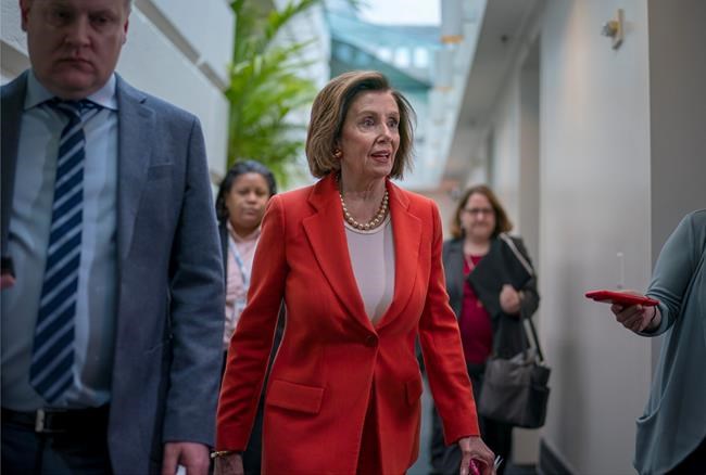 Speaker of the House Nancy Pelosi, D-Calif., leaves a meeting with fellow Democrats at the Capitol in Washington, Wednesday, Feb. 5, 2020. (AP Photo/J. Scott Applewhite)