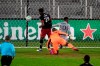 Montreal Impact forward Romell Quioto (30) beats D.C. United defender Donovan Pines (23) and goalkeeper Bill Hamid (24) to the goal to score in the second half of an MLS soccer game Sunday, Nov. 8, 2020, in Washington. (Katherine Frey/The Washington Post via AP)