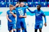 Hoffenheim's goal scorer Ermin Bicakcic (2nd from right), cheers with teammates during the German Bundesliga soccer match between TSG 1899 Hoffenheim and Bayern Munich in Sinsheim, Germany, Sunday, Sept. 27, 2020. (Uwe Anspach/dpa via AP)
