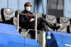 German national soccer team coach Joachim Loew sits in the stands prior to the German Bundesliga soccer match between Eintracht Frankfurt and Bayern Munich in Frankfurt, Germany, Saturday, Feb. 20, 2021. (Arne Dedert/POOL via AP)
